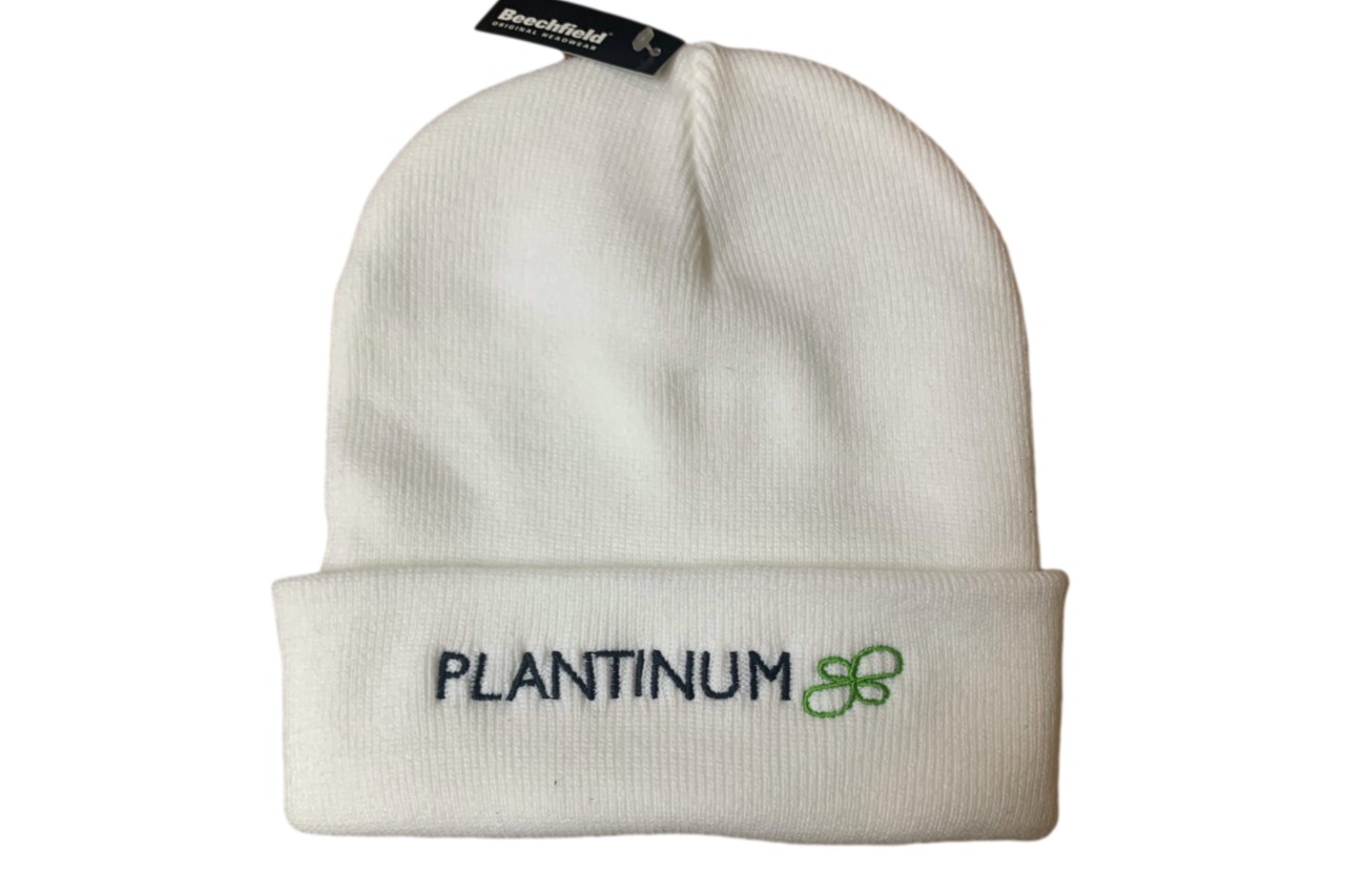 White Beanie Hat Plantinum